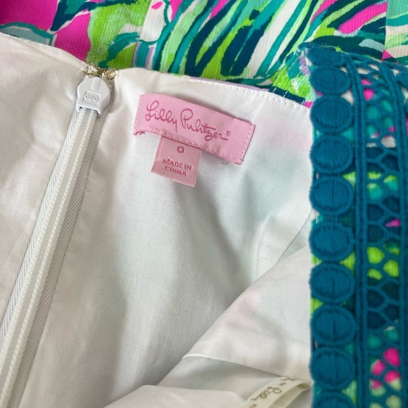 Lilly Pulitzer Vena Early BLOOMER Shift DRESS Multi Pop Up Jungle 0 Lace Teal - Picture 11 of 14